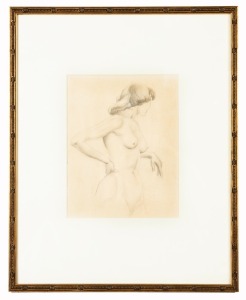 GEORGE BELL SCHOOL, (female nude), pencil sketch, 25 x 19cm, 50 x 40cm overall