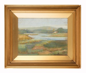 C. HAINSWORTH, untitled French landscape, pastel on card, monogrammed lower right "C.H. '10", gallery label verso, 24 x 31cm, 41 x 48cm overall