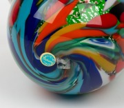 A colourful Murano glass vase with marine inclusions, 20th century, bearing original foil label "Murano, Made in Italy", 14cm high - 3