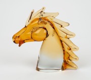 A Murano amber glass horse head statue, 20th century, 18cm high - 2