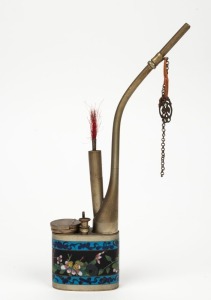 A Chinese cloisonne opium pipe, 20th century, ​​​​​​​29cm high