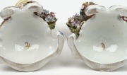 A pair of Continental floral porcelain statues in the 18th century English style, 20th century, ​​​​​​​28cm high - 3
