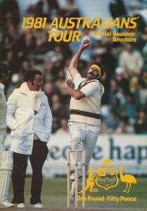 "1981 Australians Tour - Official Souvenir Brochure" signed by Dennis Lillee on cover, and with 14 signatures inside.