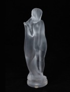 French frosted glass statue of a standing female nude, acid etched mark to base, ​​​​​​​22.5cm high - 2