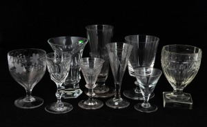 Nine assorted antique glasses, mixed origins and condition, 18th and 19th century, the largest 17cm high