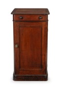 An antique Australian cedar washstand with lift-top and cabinet base, housing ceramic bowl made by "F. Lassetter & Co. Ltd., Agents, Sydney", 19th century, 85cm high, 45cm wide, 44cm deep