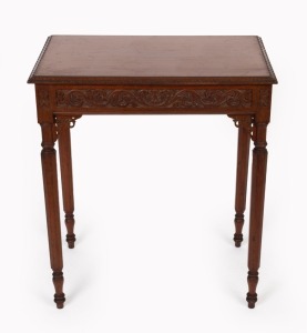 An Australian carved blackwood occasional table, early 20th century, 70cm high, 62cm wide, 41cm deep