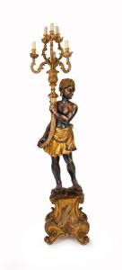 Blackamoor figural&nbsp;candelabra lamp, 20th century, ​​​​​​​175cm high