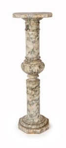 An antique marble pedestal with turned column, 19th century, 101cm high