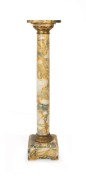 An antique marble pedestal with turned column and ormolu capital, 19th/20th century, ​​​​​​​106cm high