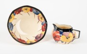 ROYAL DOULTON "Pansy" pattern jug and bowl, factory mark to bases, the bowl 15cm wide