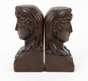 A pair of carved timber figural&nbsp;bookends, 19th century, ​​​​​​​19cm high - 2