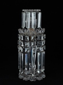 An antique English crystal lustre, circa 1850, 33cm high