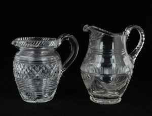 Two antique English crystal water jugs, 19th century, ​​​​​​​20cm and 18cm high