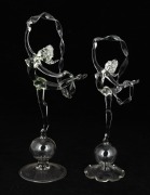 BIMINI two Austrian Art Deco clear glass statues of dancing women, circa 1930, 30cm and 27cm high - 2