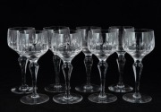 STUART CRYSTAL set of eight red wine glasses, acid etched mark to bases, 17.5cm high