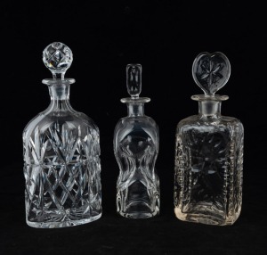Three assorted vintage decanters, 20th century, the largest 25cm high