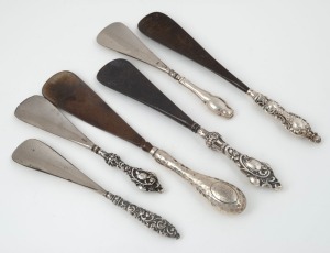 SHOEHORNS, group of six silver handled antique examples, 19th and early 20th century, the largest 24cm long