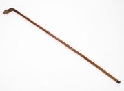 An antique walking stick with carved horn bird's head handle, cane shaft and copper ferrule, 19th century, 84cm high - 3