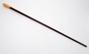 A walking stick with carved ivory handle, silver collar, Australian hardwood shaft and brass ferrule,&nbsp; 90cm high - 2