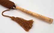 An Japanese parasol with carved ivory handle, ferrule and fittings, 84cm high - 2