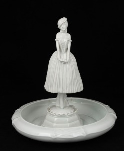 ROSENTHAL German white porcelain figural float bowl, 20th century, green factory mark to base, 31cm high, 30cm wide
