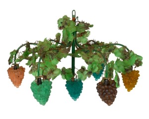 A vintage Murano glass chandelier with bunches of hanging grapes, early to mid 20th century, ​​​​​​​60cm high, 80cm wide