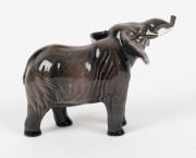 BESWICK English porcelain elephant statue with raised trunk, 20th century, black factory mark to base, 12cm high, 18cm long - 2