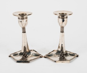 W.M.F. German Art Nouveau pair of silver plated candlesticks, early 20th century, 13cm high