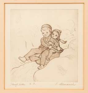 LEOPOLDINE MIMOVICH (1920-2019), Sleigh Ride, artist's proof etching, signed lower right "L. Mimovich", 19 x 18cm, 33 x 30cm overall