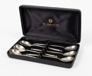 A set of six Russian silver spoons with engraved decoration, 19th/20th century, 14.5cm high, 124 grams total