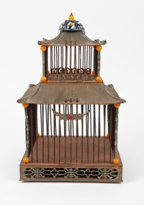 A Chinese bird cage with enamel decoration, 20th century, ​​​​​​​40cm high