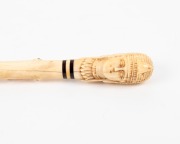 An Egyptian revival antique fly whisk, carved ivory and hair, 19th century, ​​​​​​​51cm high - 2