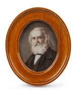 An antique miniature portrait of a bearded&nbsp;man, painted on ivory and housed in a later timber frame, 19th century, ​​​​​​​12 x 10cm overall