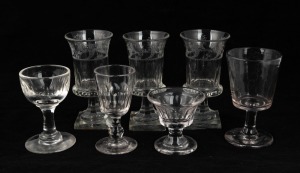 Seven assorted antique glasses, 18th and 19th century, mixed origins and condition, ​​​​​​​the largest 12.5cm high
