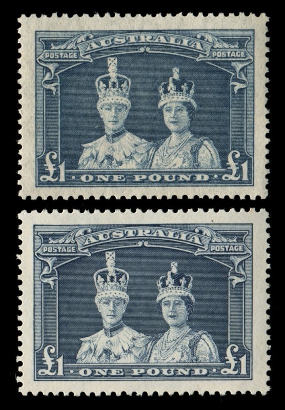 1938-49 (SG.176-178a) 5/-, 10/- & £1 Robes - Thick and Thin paper sets of 3, MUH. (6).