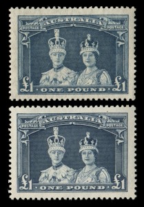 1938-49 (SG.176-178a) 5/-, 10/- & £1 Robes - Thick and Thin paper sets of 3, MUH. (6).