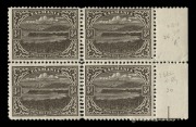 TASMANIA: 1905-11 (SG.253b) 3d brown, Typographed using Electrotyped Plates,&nbsp;Wmk Sideways, Perf.11 marginal block (4) with part marginal "cross" registration marking, and DOUBLE PERFS&nbsp;vertically between stamps, fine mint.