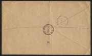 July 1922 registered cover from GROSE VALE, N.S.W. to HOLLAND, with 2&frac12;d Indigo, 3d Olive (Die 2) and 6d Violet-Blue (Die 2B) tied by individual cds's; RICHMOND and REGISTERED backstamps. - 2
