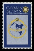 CAYMAN ISLANDS: 1980 Rotary 50c variety with black omitted&nbsp;(denomination & royal cypher). Fresh mint unhinged, SG 499a. Cat. &pound;750. Together with a complete normal set . (4).&nbsp;&nbsp;