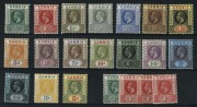 GAMBIA: 1912-22 (SG.86 - 102) KGV&nbsp;&frac12;d - 5/- definitives set of 17 complete plus several low denomination shades, (21). Cat.&pound;225+. - 2