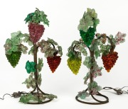 A pair of vintage Murano glass lamps with bunches of hanging grapes, early to mid 20th century, 60cm high