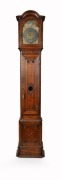 An antique French oak thirty hour weight drive long case clock, circa 1800.