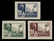 GERMANY: LODZ/LITZMANNSTADT GHETTO POST: March 1944 (Mi.III-V) 5pf, 10pf & 20pf Rumkowski with industrial equipment&nbsp;and the star of David, (3). All with&nbsp;Winiarski authentication.