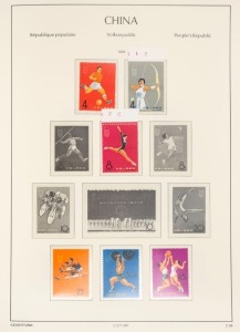 CHINA - Peoples' Republic of China: 1949 - 2002 collection of Regular Issues, Special Issues, Commemorative Issues and Souvenir Sheets in three red matching Lighthouse China hingeless albums. Many items present in complete sets, but many also affected by varying degrees of toning. Well worth spending time inspecting. (many 100s).