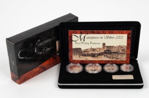 2003 Port Phillip Patterns silver coin set in black velvet presentation box and 16-page information booklet, as issued.