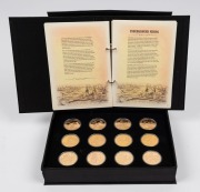 NAURU: 2017-18 $1 "History of the Australian Gold Rush" Series of gold-plated 40mm proof-like coins, in felt-lined presentation box accompanied by printed details and COAs. (12).