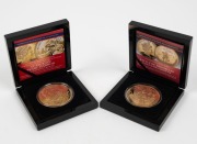 TRISTAN DA CUNHA:2016 Five Crowns "Attack on Pearl Harbor" 75th Anniversary 65mm gold-plated coin with rhodium accenting [#246 of 1,941] with COA in case of issue; together with 2016 Five Crowns Centenary of the "Battle of Fromelles" gold-plated proof wit