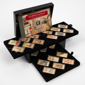 TRISTAN DA CUNHA:2014 One Crown "WW1 Iconic Poster" ingot coin collection of (18) gold-plated ingots, each of 25g and housed in a custom made case, with COAs.