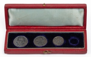 Great Britain: 1891 Maundy 2d, 3d and 4d silver coins in original satin-lined case of issue; Unc.